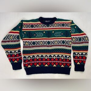 VINTAGE Lord Jeff Knit Wool Sweater Men Large Multicolor USA 90s